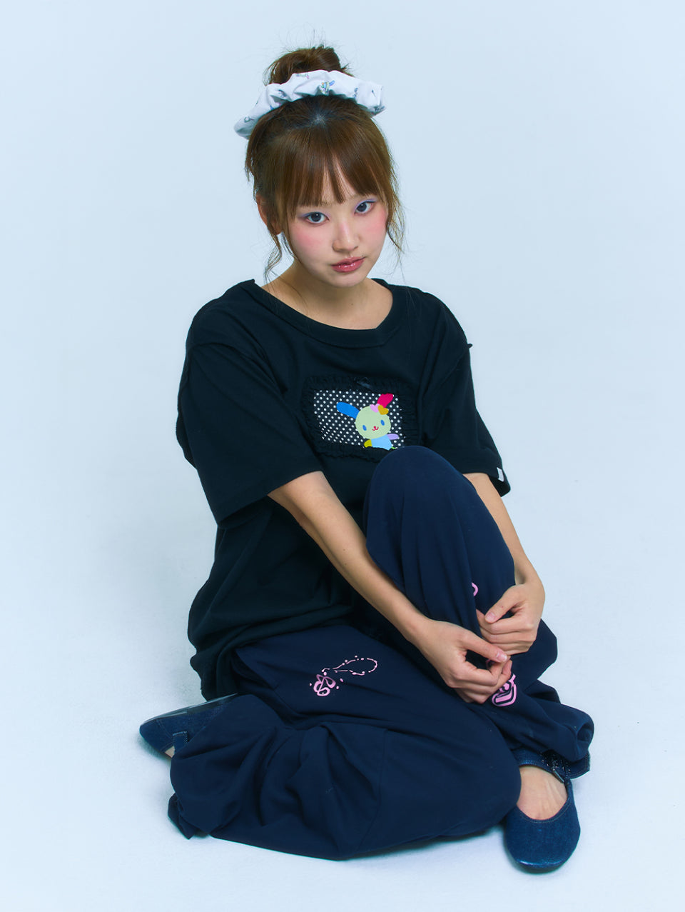 TUOMIO x Sanrio Characters - Usahana Oversized T-Shirt (Black)