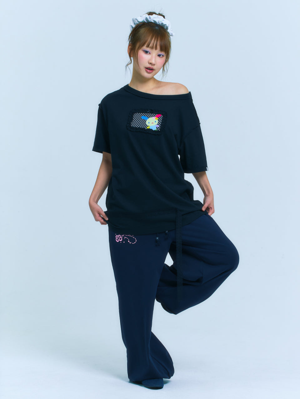 TUOMIO x Sanrio Characters - Usahana Oversized T-Shirt (Black)