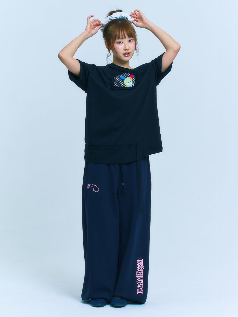 TUOMIO x Sanrio Characters - Usahana Oversized T-Shirt (Black)