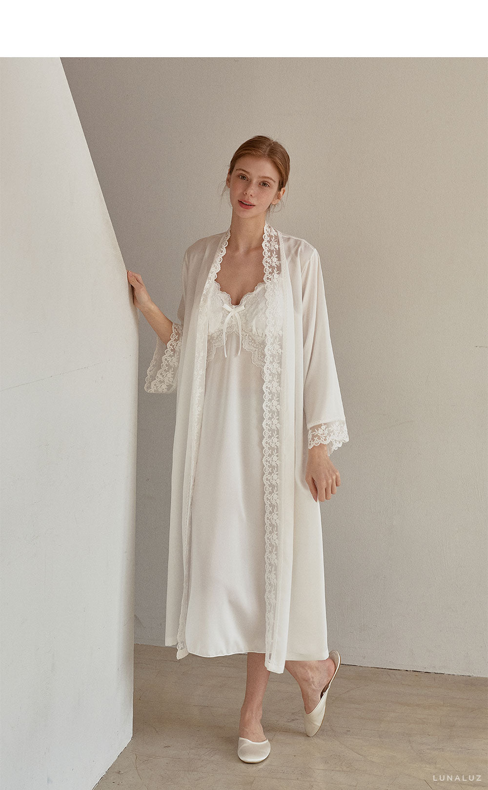 LUNALUZ WOMEN Audrey Slip Robe Set