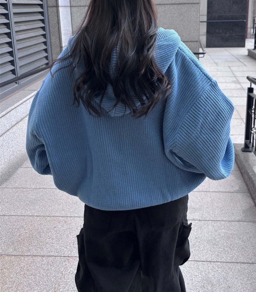 Huecloset - Lettering Hooded Zip-Up Knit (ATEEZ Wear)