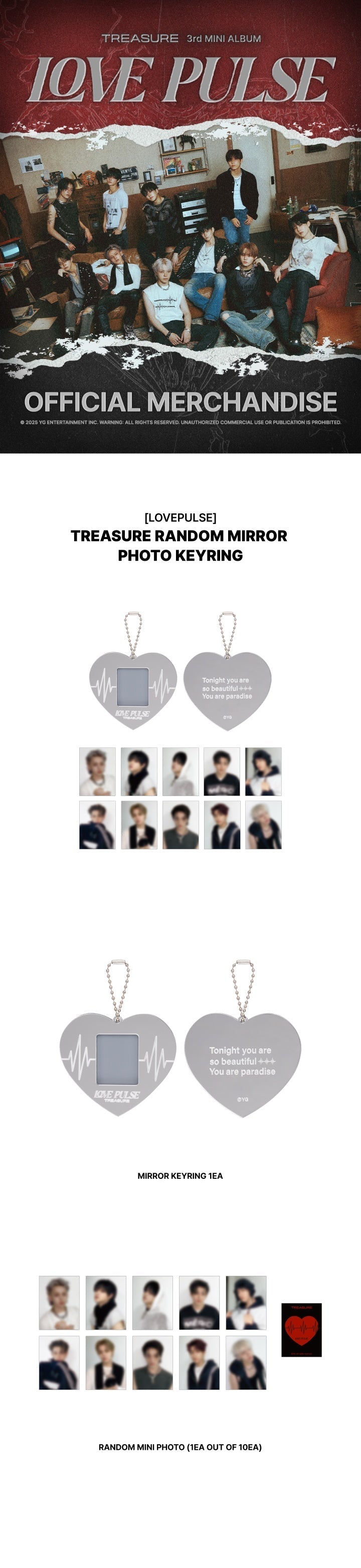 TREASURE - Lovepulse (Treasure Random Mirror Photo Keyring)