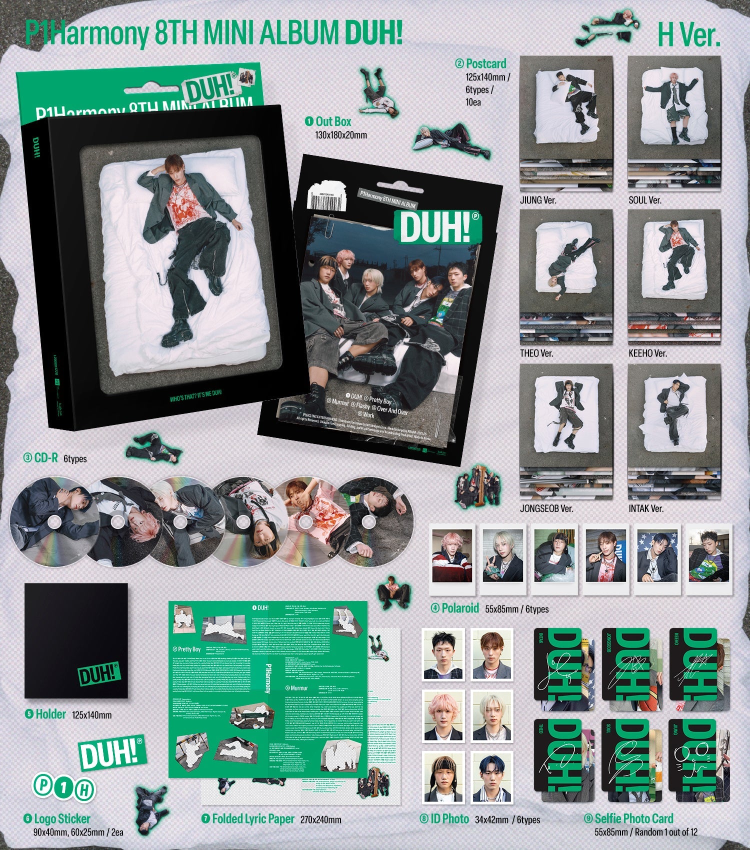 P1Harmony - DUH! (8th Mini Album) (H Ver.) (Random Ver.) (Deals)