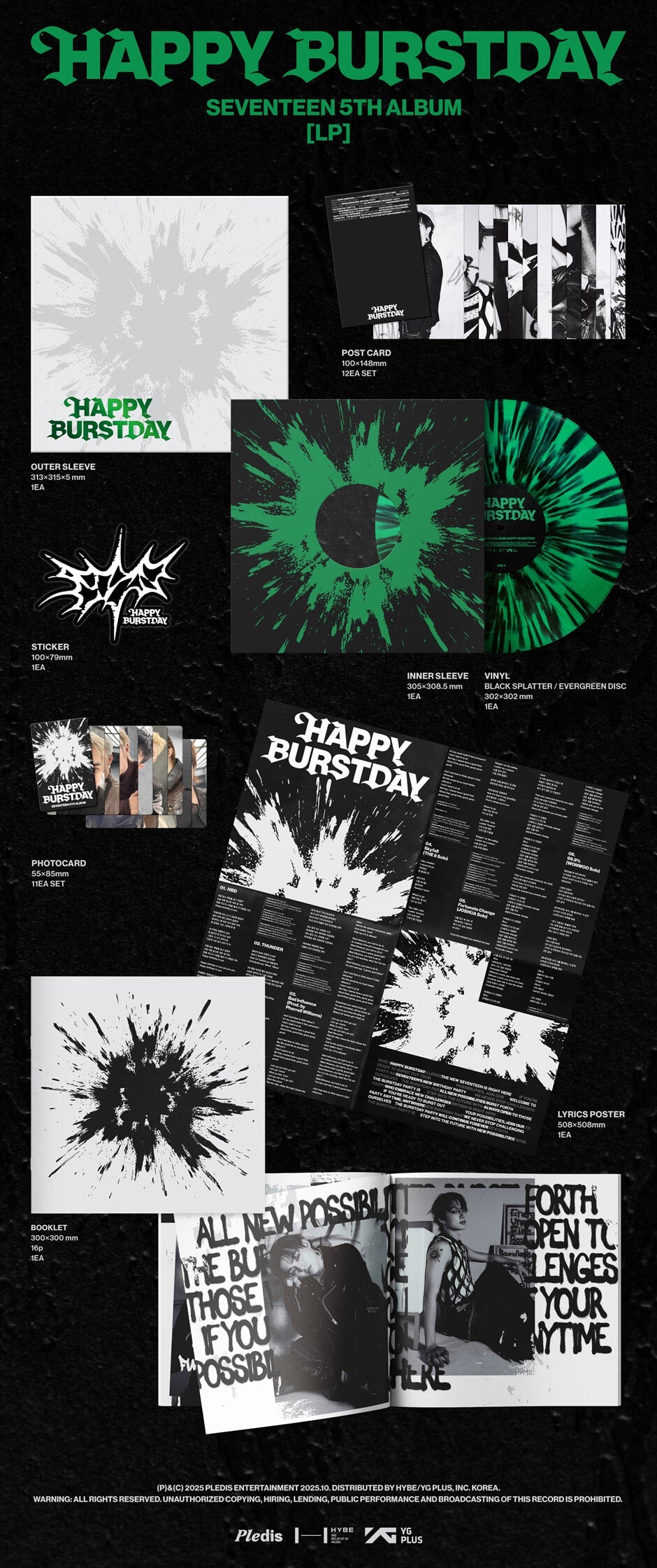 SEVENTEEN - HAPPY BURSTDAY (5th Album) Color LP