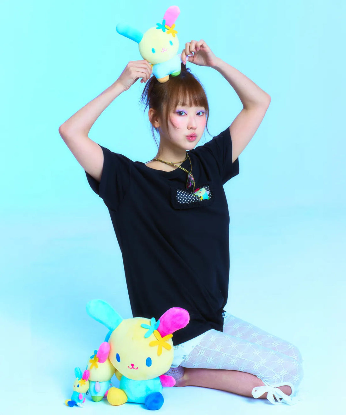 TUOMIO x Sanrio Characters - Usahana Oversized T-Shirt (Black)
