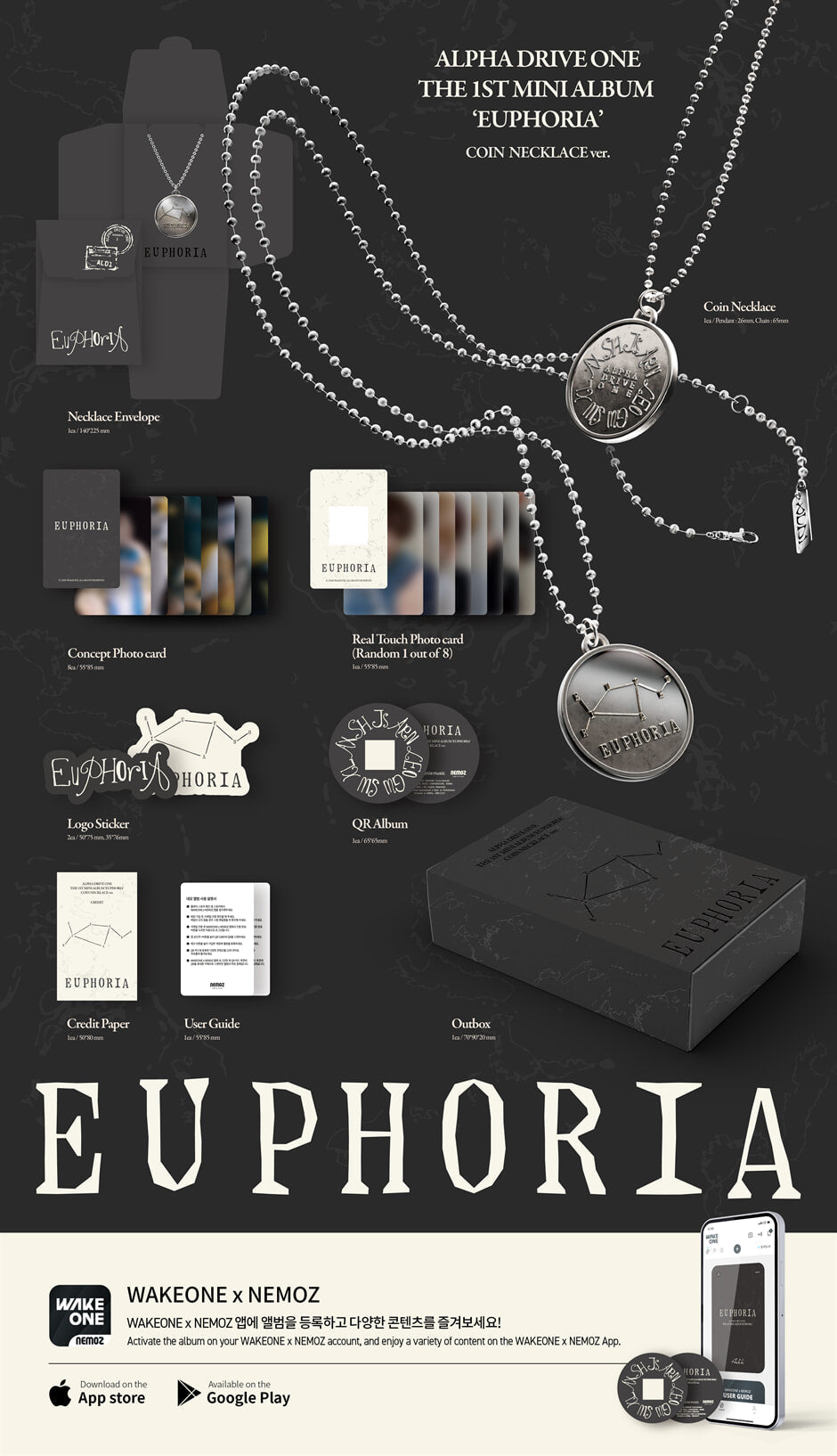 ALPHA DRIVE ONE - 1st Mini Album EUPHORIA (COIN NECKLACE Ver.) (LIMITED EDITION)