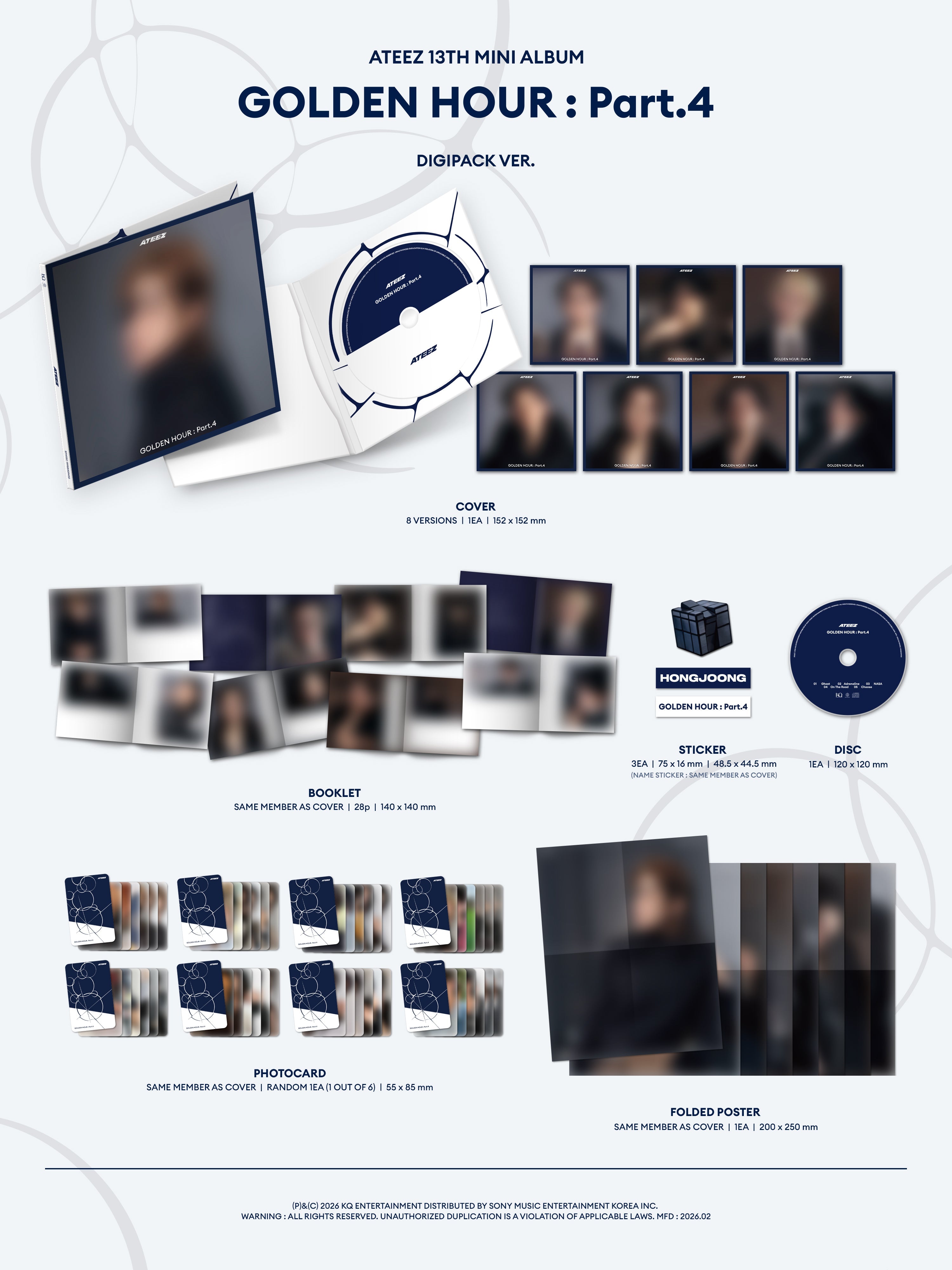 ATEEZ - 13th Mini Album GOLDEN HOUR : Part.4 (Digipack Ver. | Random Ver.)