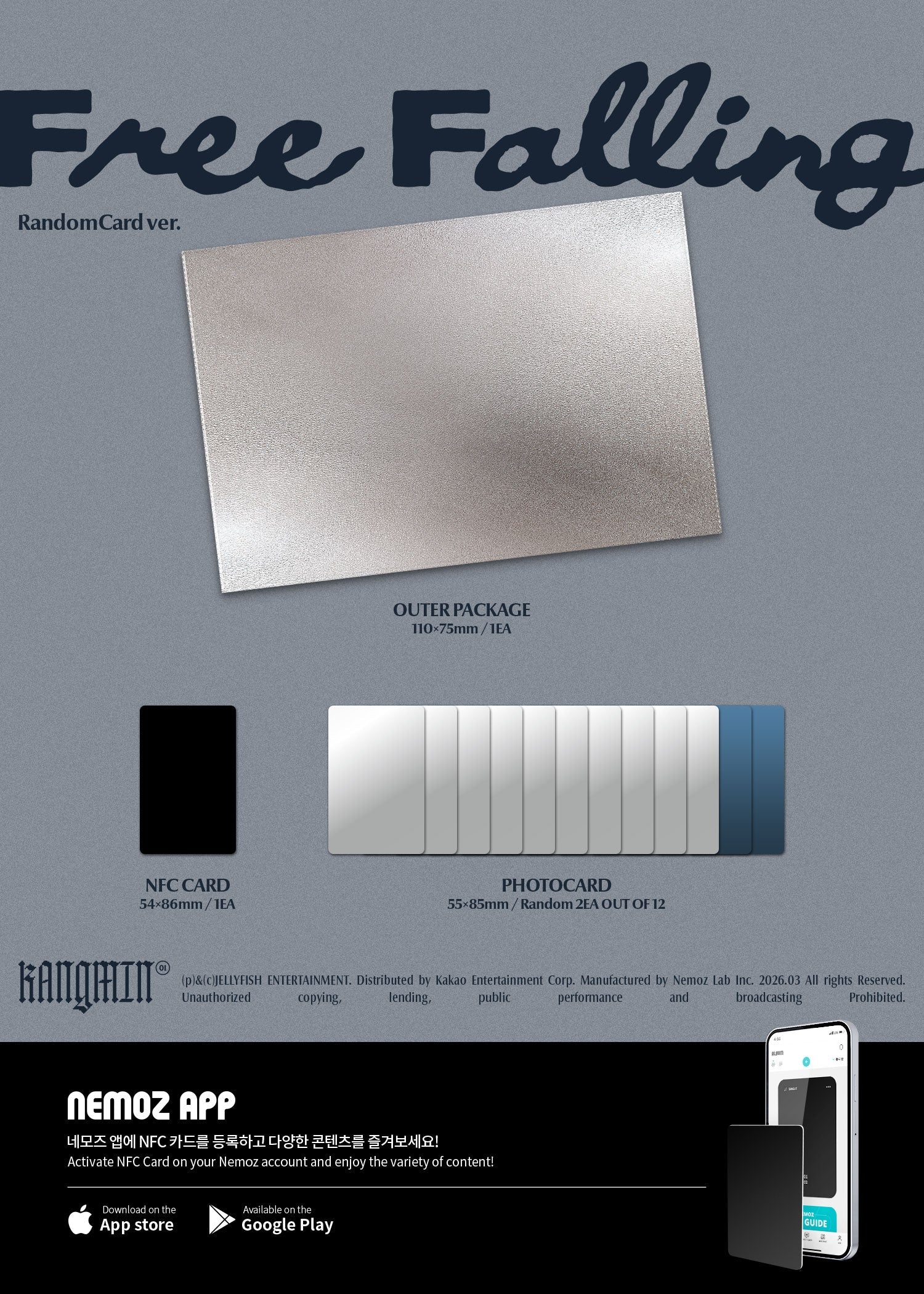KANGMIN - Free Falling (1st Single Album) Random Card Ver. (NEMO)