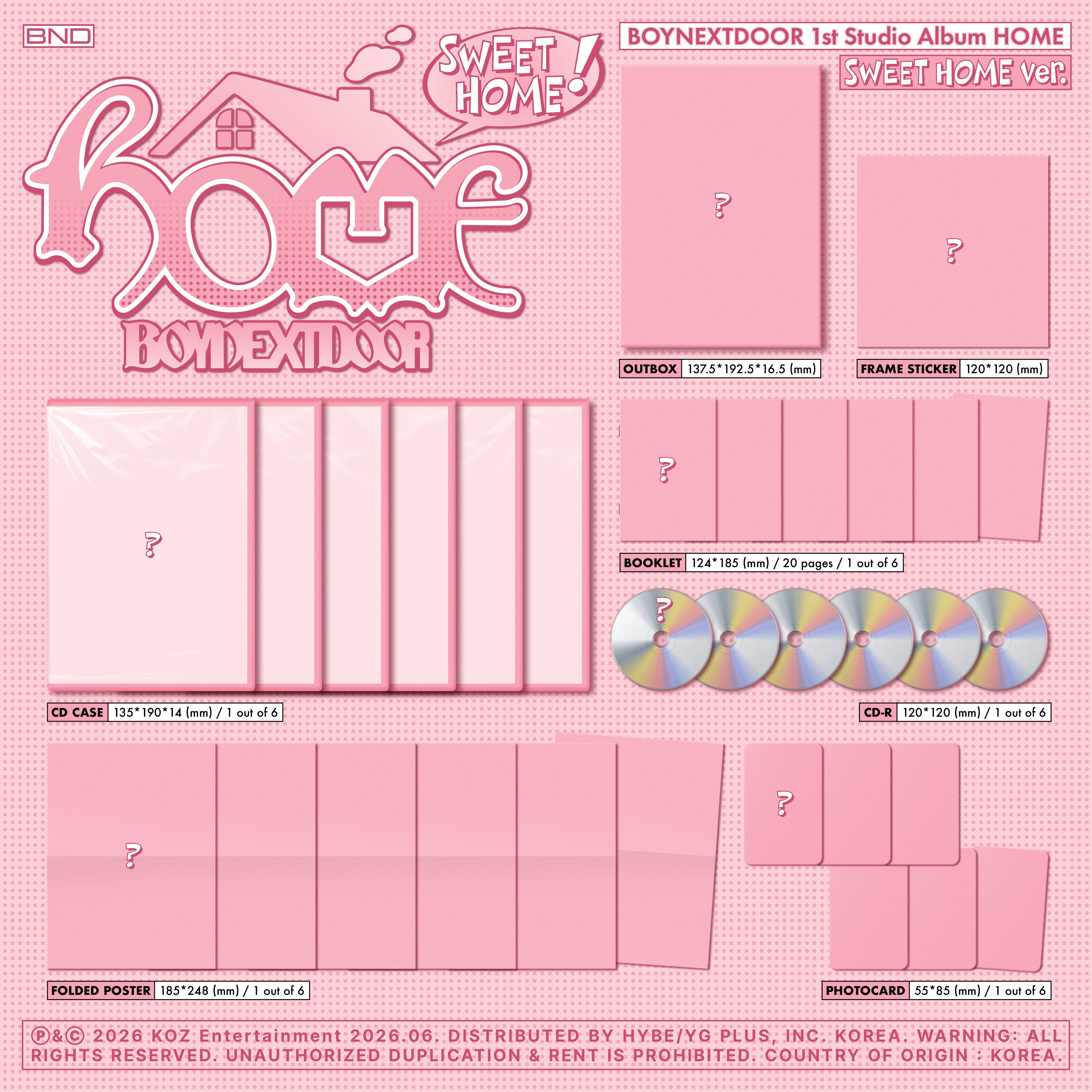 BOYNEXTDOOR - HOME (1st Studio Album) Sweet Home Ver. (Random Ver.)