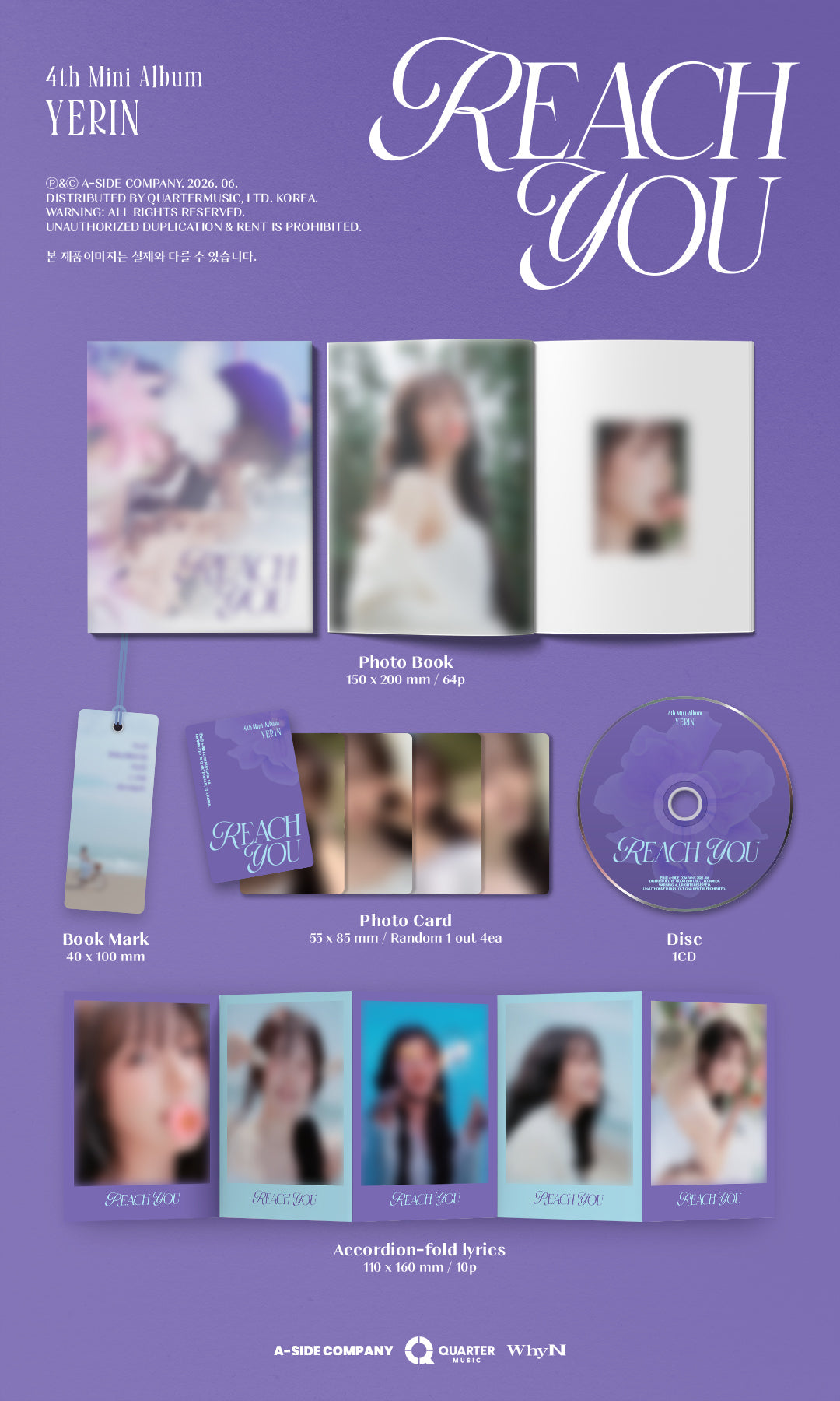 YERIN - REACH YOU (4th Mini Album) Digipak Ver.