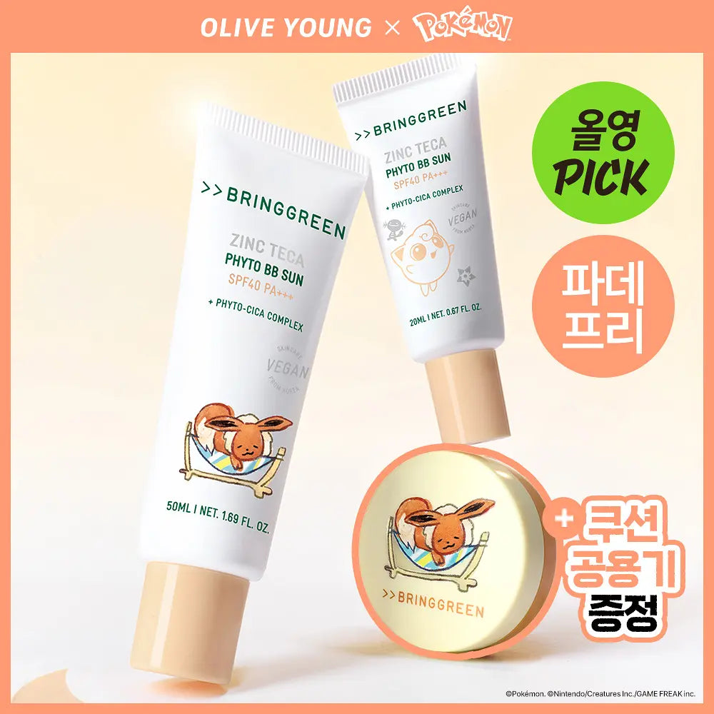 BRINGGREEN - Zinc Teca Phyto BB Sun 50ml + 20ml + Mini Cushion (Pokémon Collaboration)