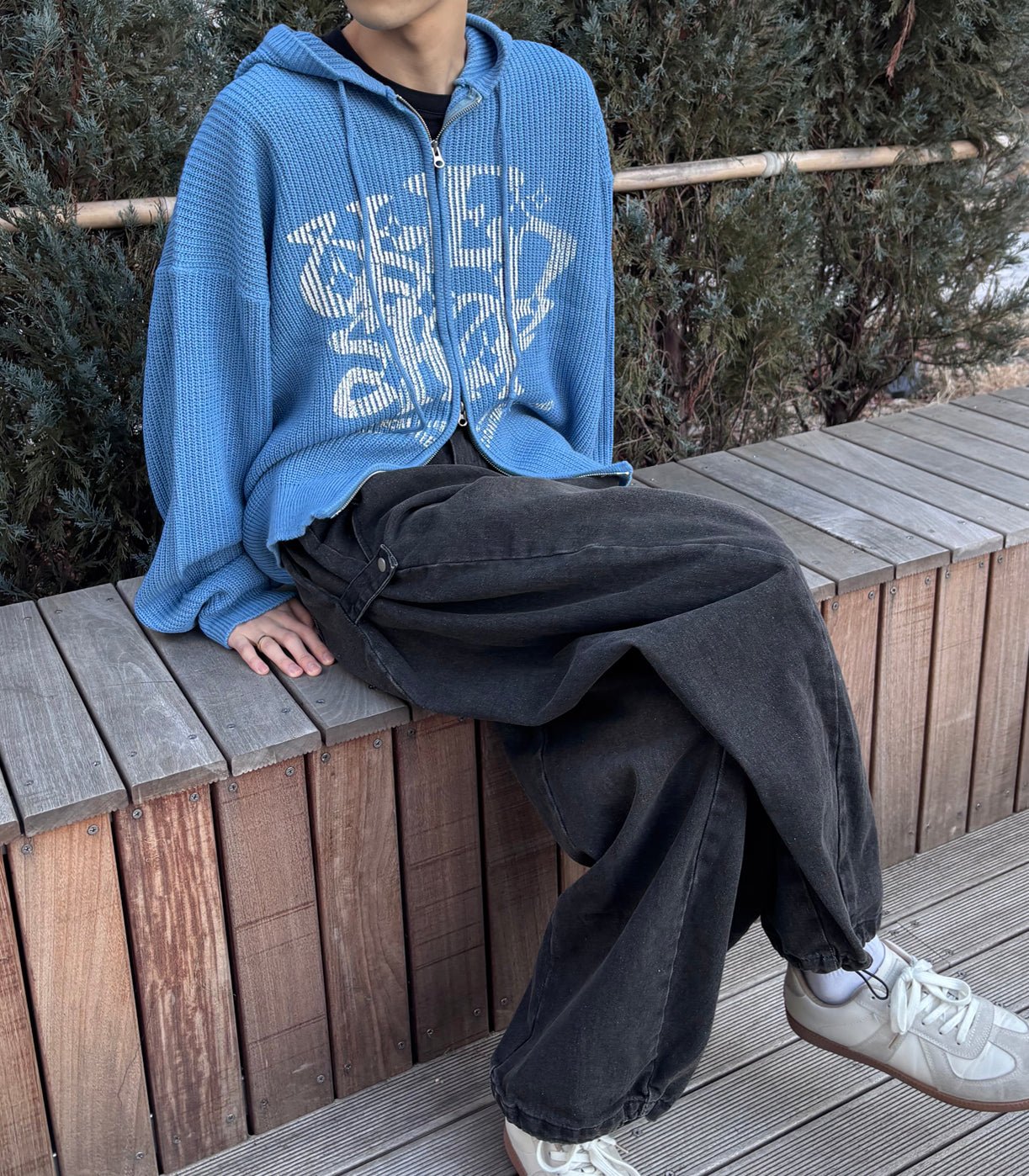 Huecloset - Lettering Hooded Zip-Up Knit (ATEEZ Wear)