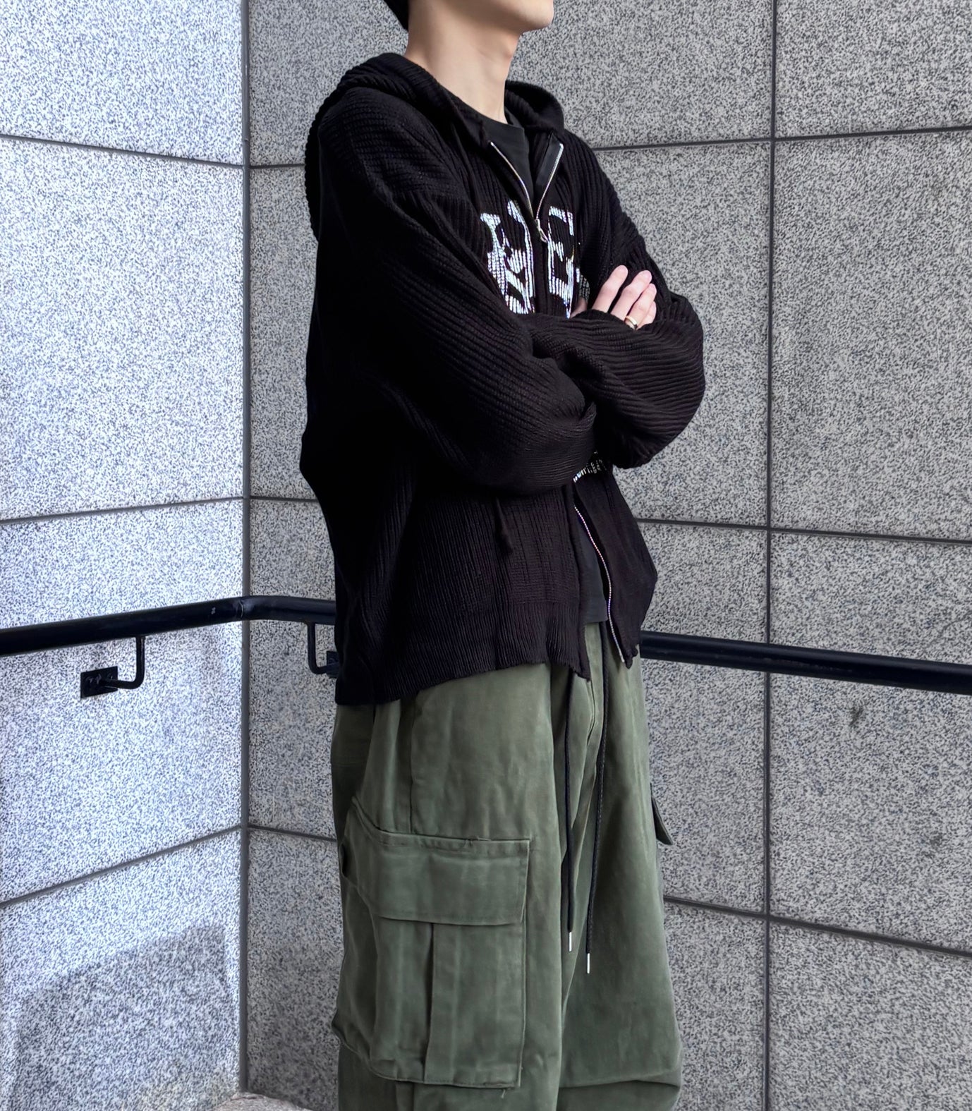 Huecloset - Lettering Hooded Zip-Up Knit (ATEEZ Wear)