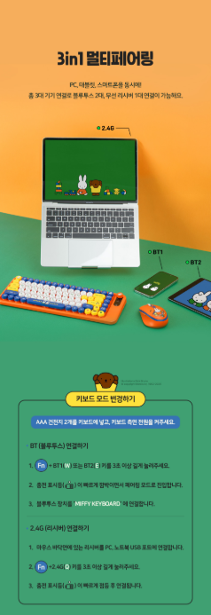 ROYCHE - Miffy Wireless Multi-Pairing Keyboard & Mouse Combo
