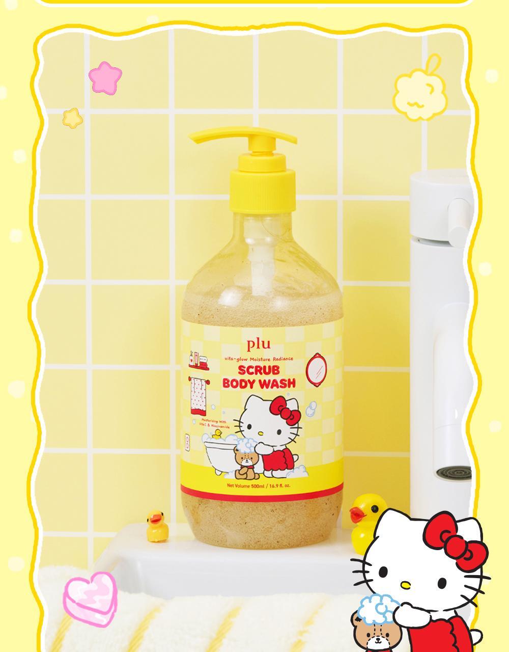 plu X Hello Kitty - Vita-Glow Moisture Radiance Scrub Body Wash + Body Scrub 30g + Sticker