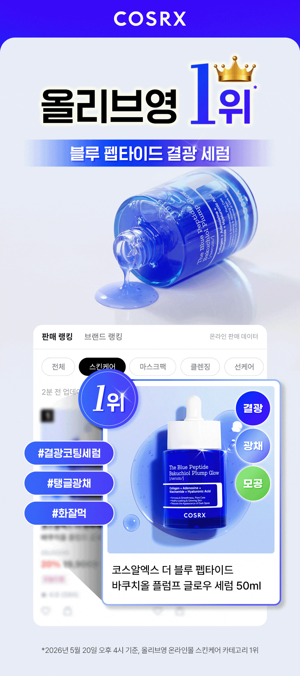 COSRX - The Blue Peptide Bakuchiol Plump Glow Serum 50ml