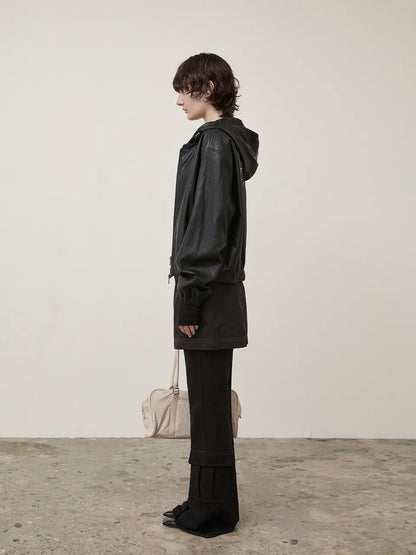 Matin Kim - Faux Leather Hoody Crop Jumper (aespa NINGNING Wear)