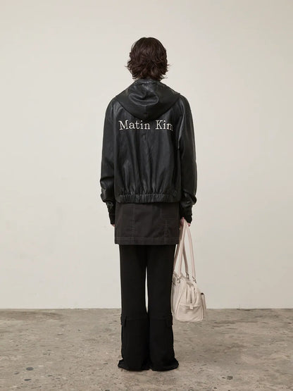 Matin Kim - Faux Leather Hoody Crop Jumper (aespa NINGNING Wear)