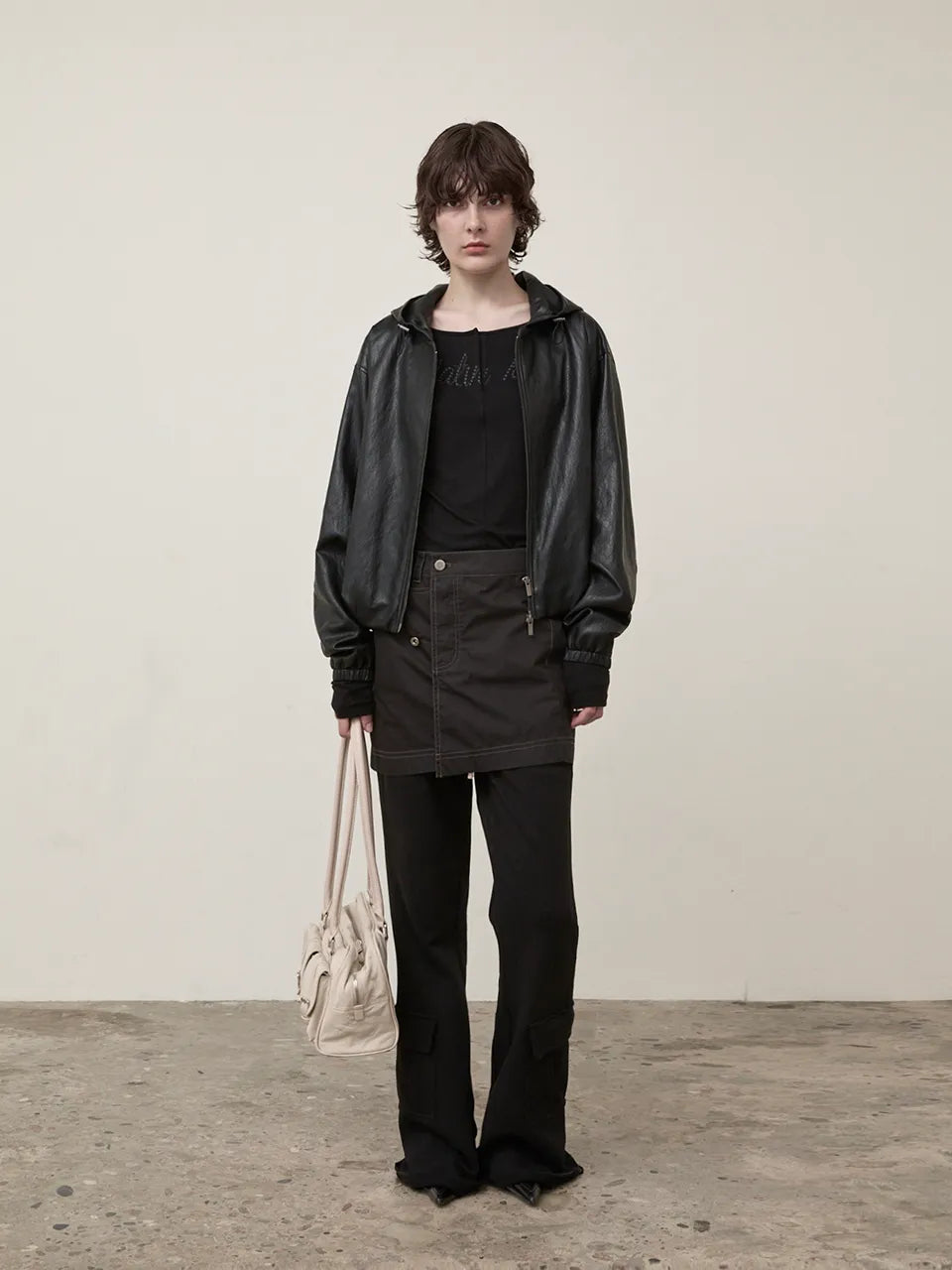 Matin Kim - Faux Leather Hoody Crop Jumper (aespa NINGNING Wear)