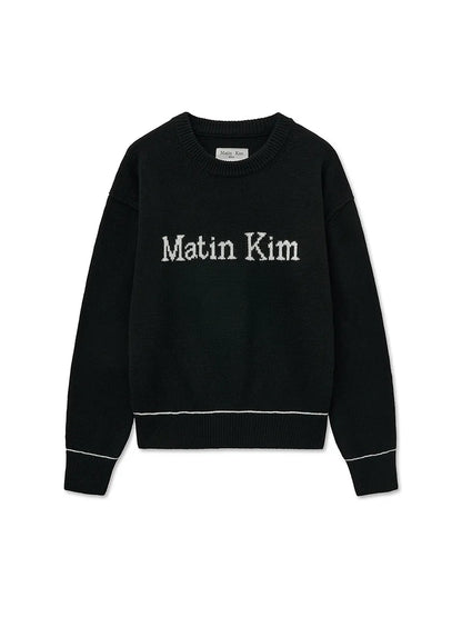 Matin Kim - Color Trim Line Logo Pullover Knit (aespa NINGNING Wear)
