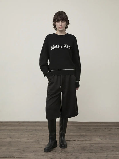 Matin Kim - Color Trim Line Logo Pullover Knit (aespa NINGNING Wear)