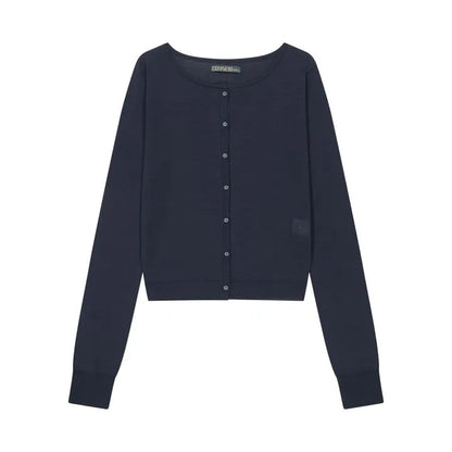 COYSEIO - Colored Button Cardigan - Navy