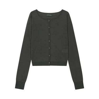 COYSEIO - Colored Button Cardigan - Charcoal