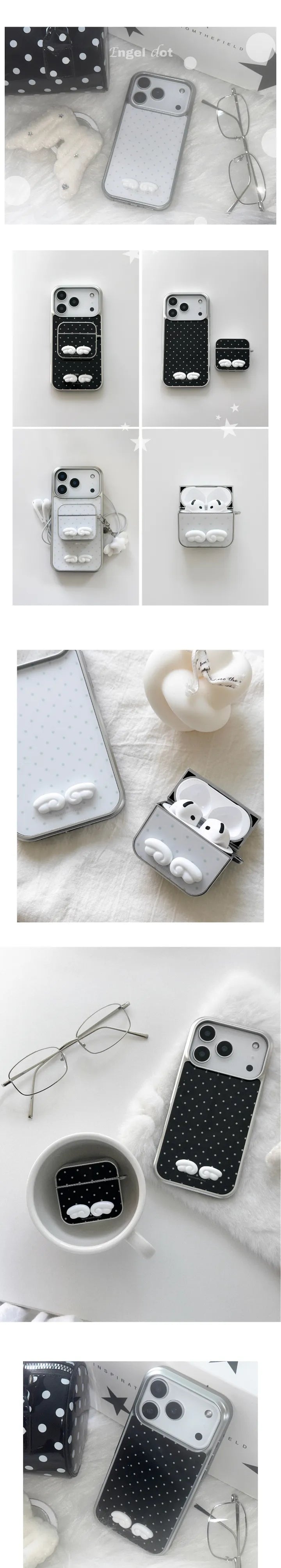 Nineteenfriday - 3D Angel Dot Silver MagSafe Glass Phone Case
