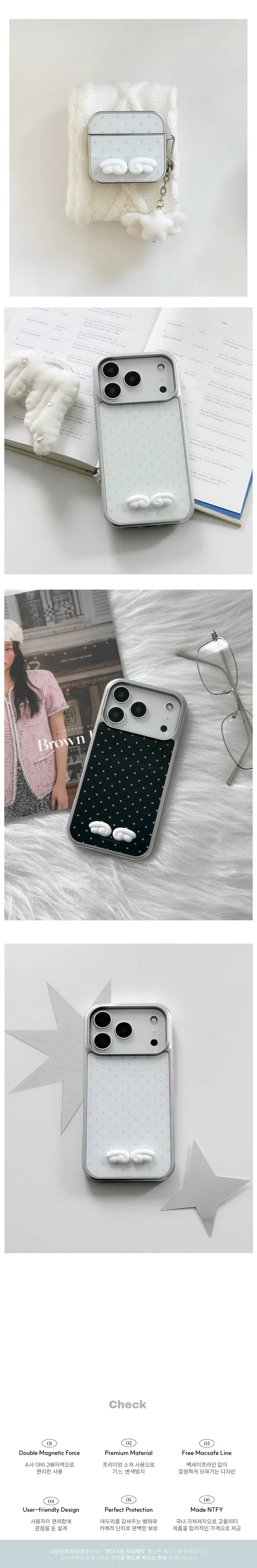 Nineteenfriday - 3D Angel Dot Silver MagSafe Glass Phone Case