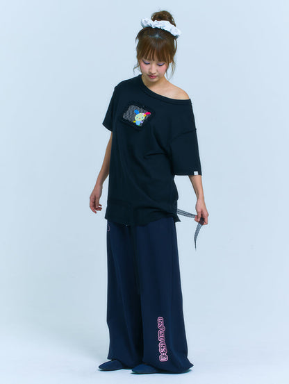 TUOMIO x Sanrio Characters - Usahana Oversized T-Shirt (Black)