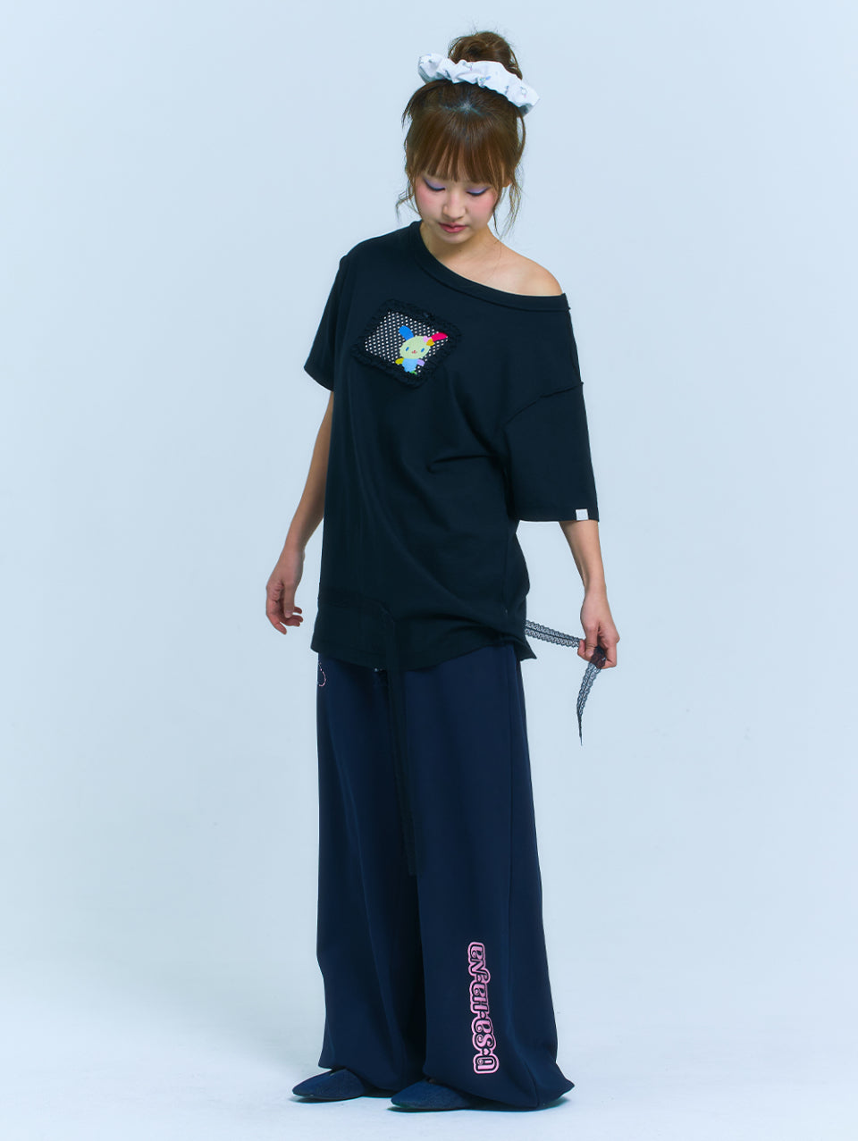 TUOMIO x Sanrio Characters - Usahana Oversized T-Shirt (Black)