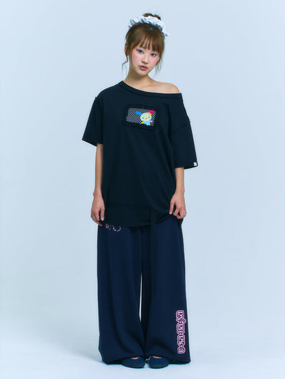 TUOMIO x Sanrio Characters - Usahana Oversized T-Shirt (Black)