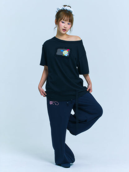 TUOMIO x Sanrio Characters - Usahana Oversized T-Shirt (Black)