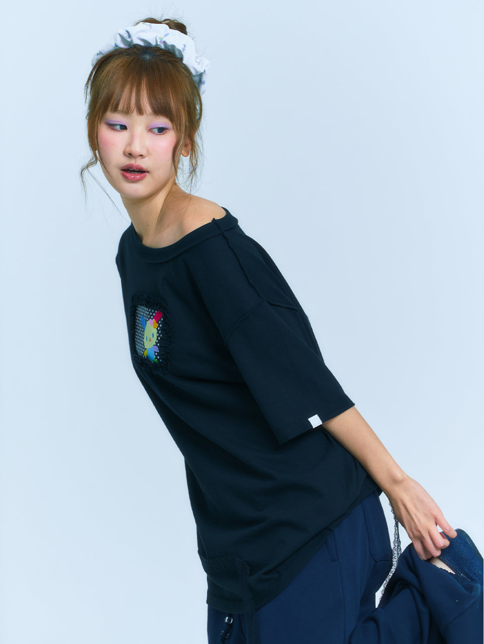 TUOMIO x Sanrio Characters - Usahana Oversized T-Shirt (Black)