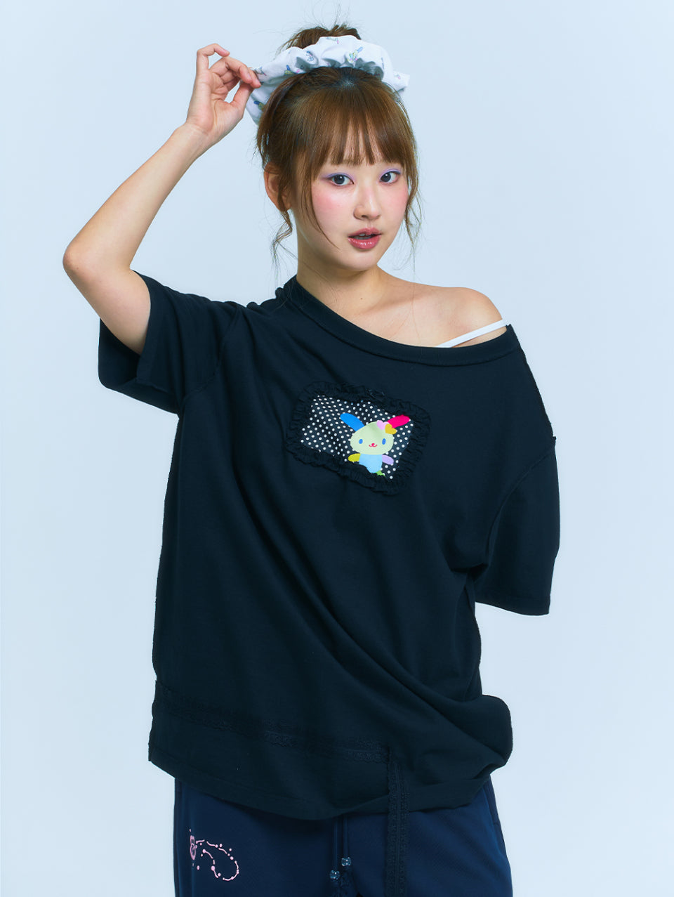 TUOMIO x Sanrio Characters - Usahana Oversized T-Shirt (Black)