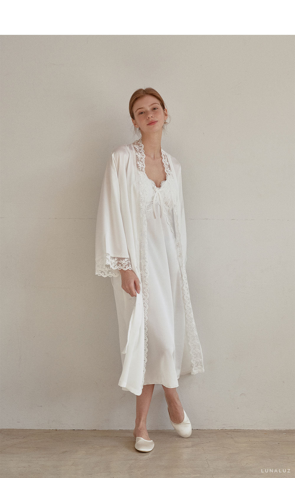 LUNALUZ WOMEN Audrey Slip Robe Set