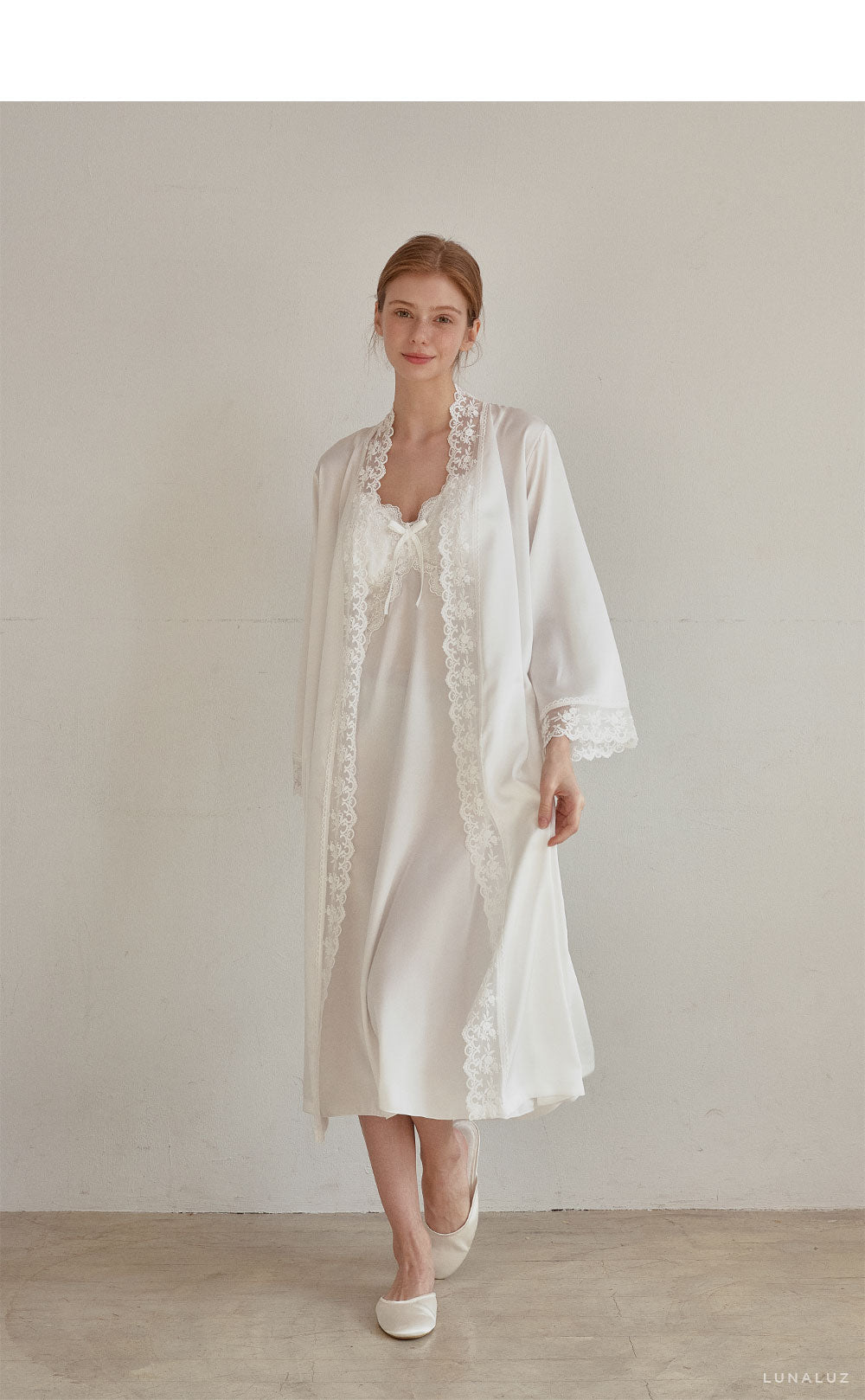 LUNALUZ WOMEN Audrey Slip Robe Set