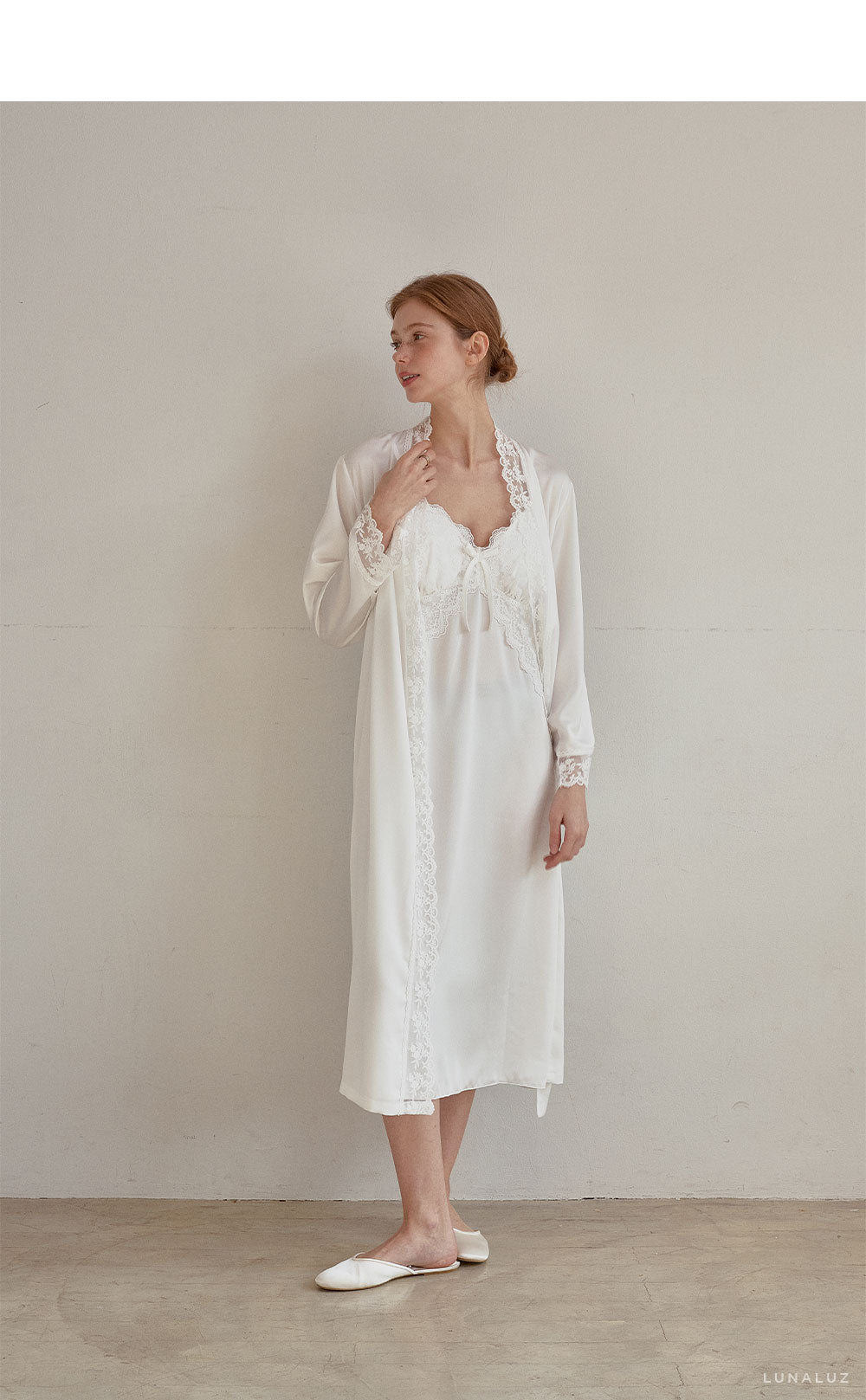 LUNALUZ WOMEN Audrey Slip Robe Set