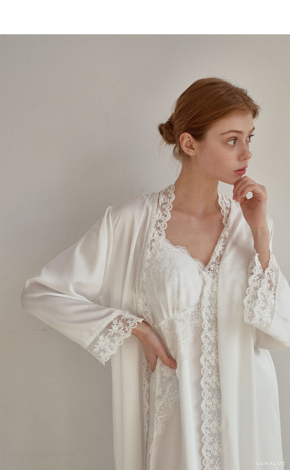 LUNALUZ WOMEN Audrey Slip Robe Set