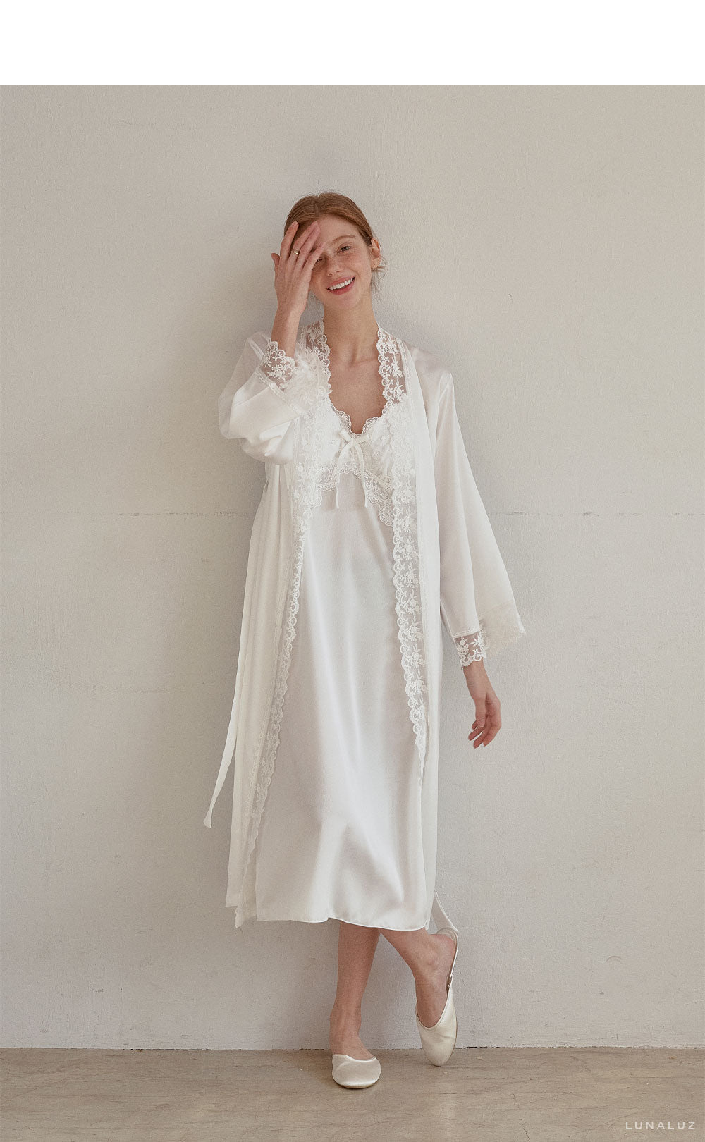 LUNALUZ WOMEN Audrey Slip Robe Set