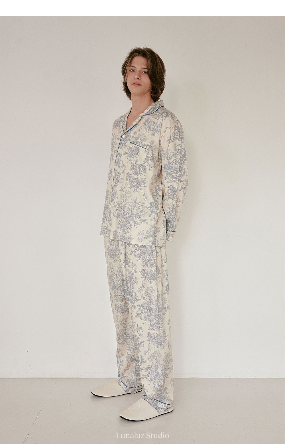 LUNALUZ MEN Versailles Modal Cotton Pajama Set