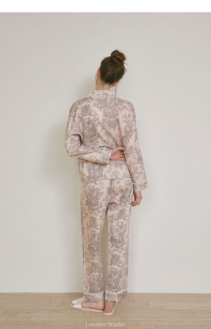 LUNALUZ WOMEN Versailles Square Neck Modal Cotton Shirt Pajama Set