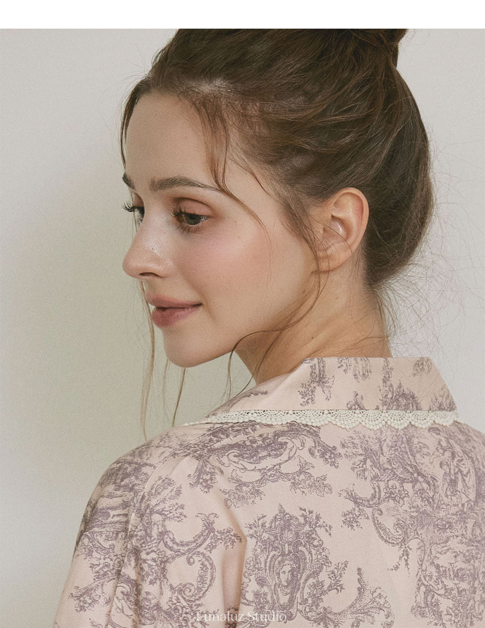 LUNALUZ WOMEN Versailles Square Neck Modal Cotton Shirt Pajama Set