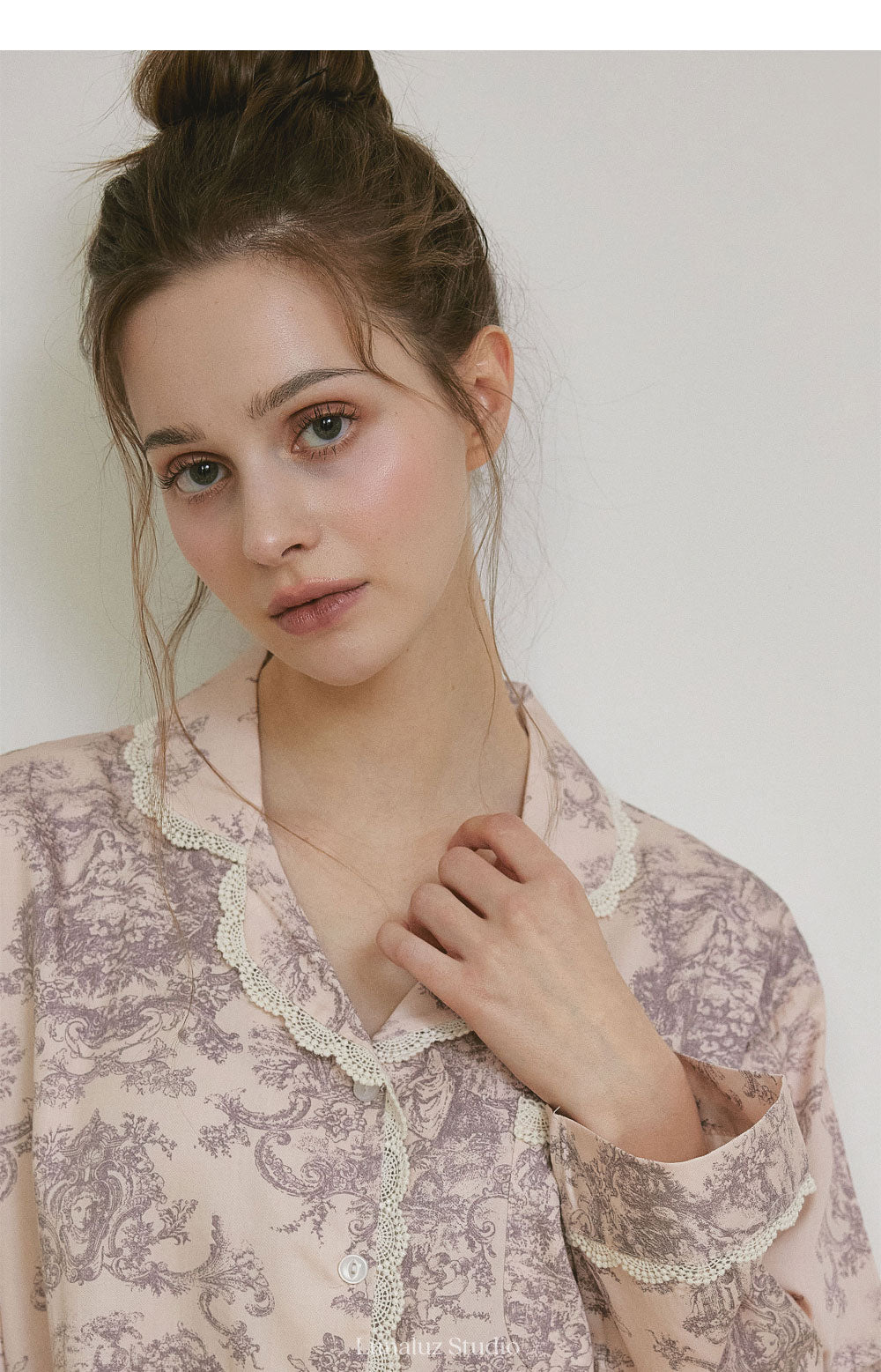 LUNALUZ WOMEN Versailles Square Neck Modal Cotton Shirt Pajama Set