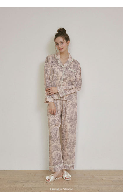 LUNALUZ WOMEN Versailles Square Neck Modal Cotton Shirt Pajama Set