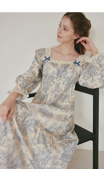 LUNALUZ WOMEN Versailles Square Neck Modal Cotton Pajama Set