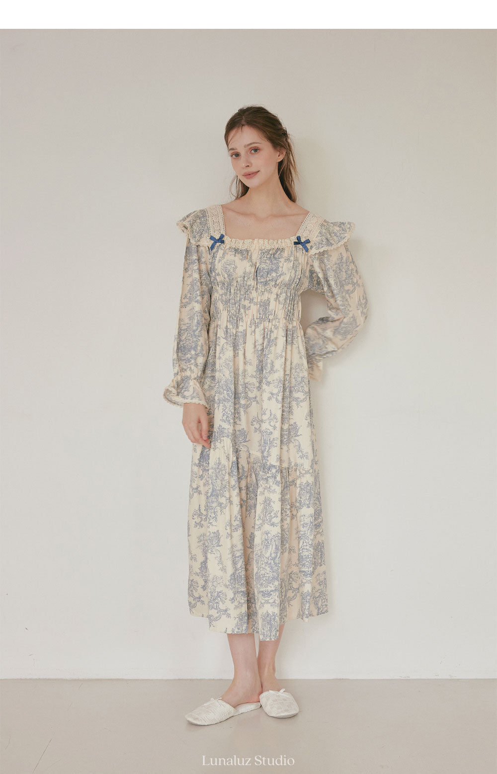 LUNALUZ WOMEN Versailles Square Neck Modal Cotton Pajama Set