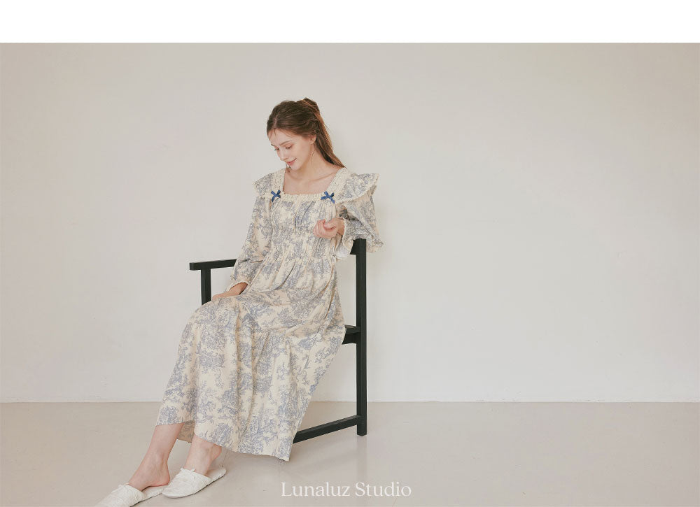 LUNALUZ WOMEN Versailles Square Neck Modal Cotton Pajama Set