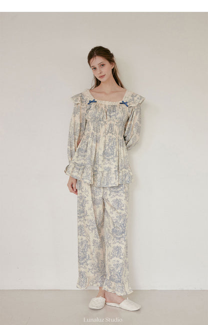 LUNALUZ WOMEN Versailles Square Neck Modal Cotton Pajama Set