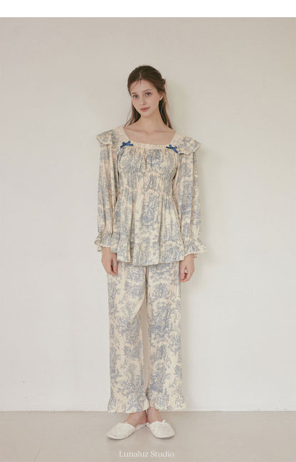 LUNALUZ WOMEN Versailles Square Neck Modal Cotton Pajama Set